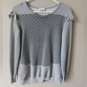 Valentino Red sweatshirt tunic top. Gray Black with ruffle + bow details. Medium
